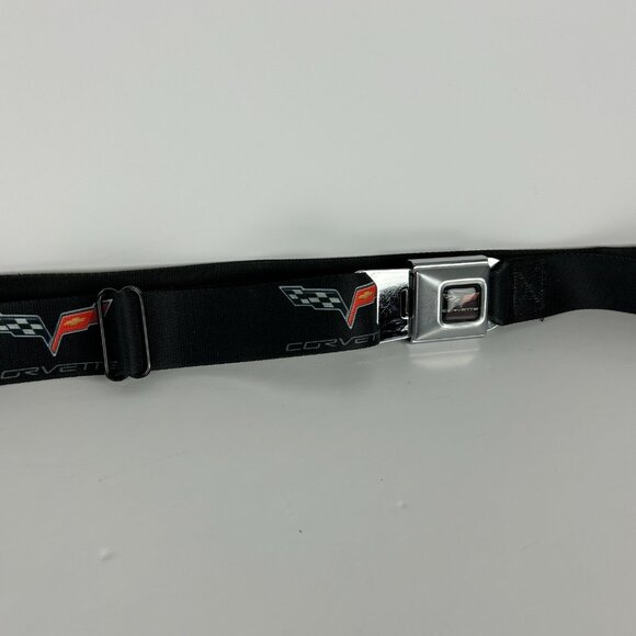 GM Corvette Seatbelt Style Belt Buckle Logo Black Red Adjustable‎ Fashion - Picture 4 of 12